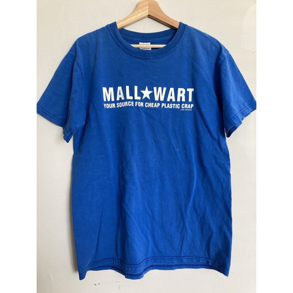 Vintage Mall Wart T-shirt MEDIUM Blue Cotton Gildan